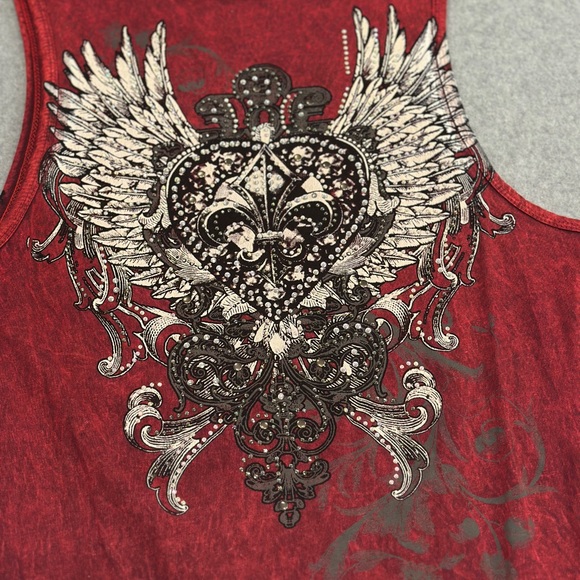 Women's Red Graphic Rhinestone Tank Top - Picture 9 of 9